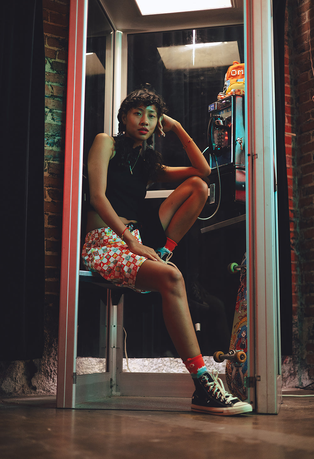 
                  
                    OMOCAT Split Checkered Shorts
                  
                