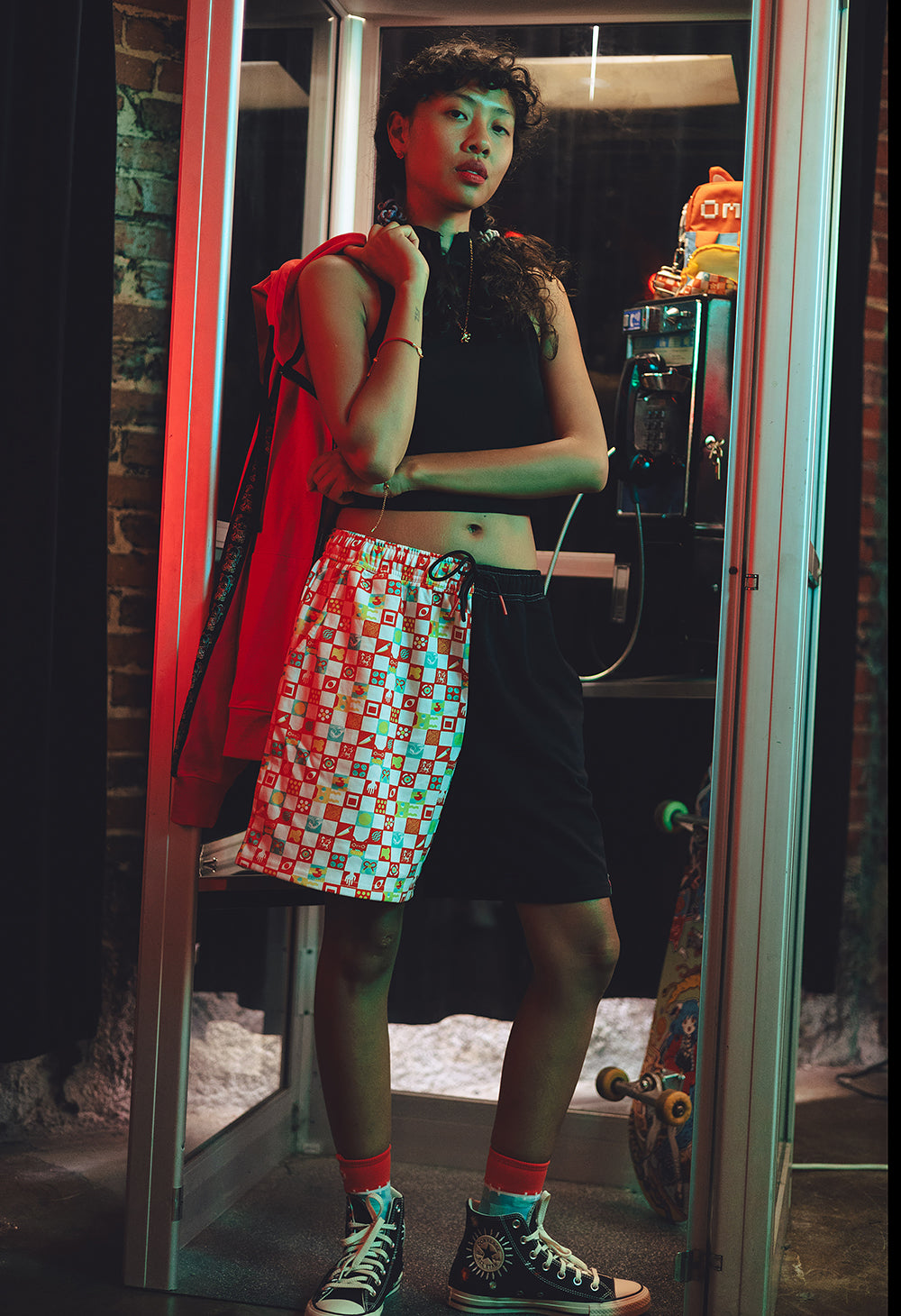 
                  
                    OMOCAT Split Checkered Shorts
                  
                