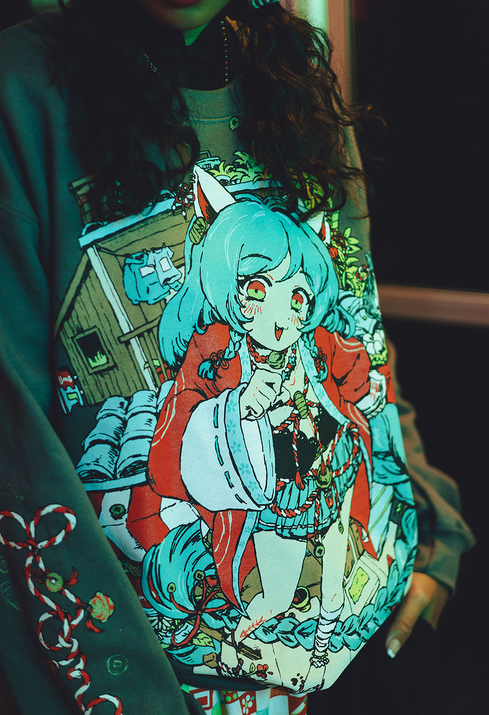OMOCAT CATGIRL Charcoal Sweater