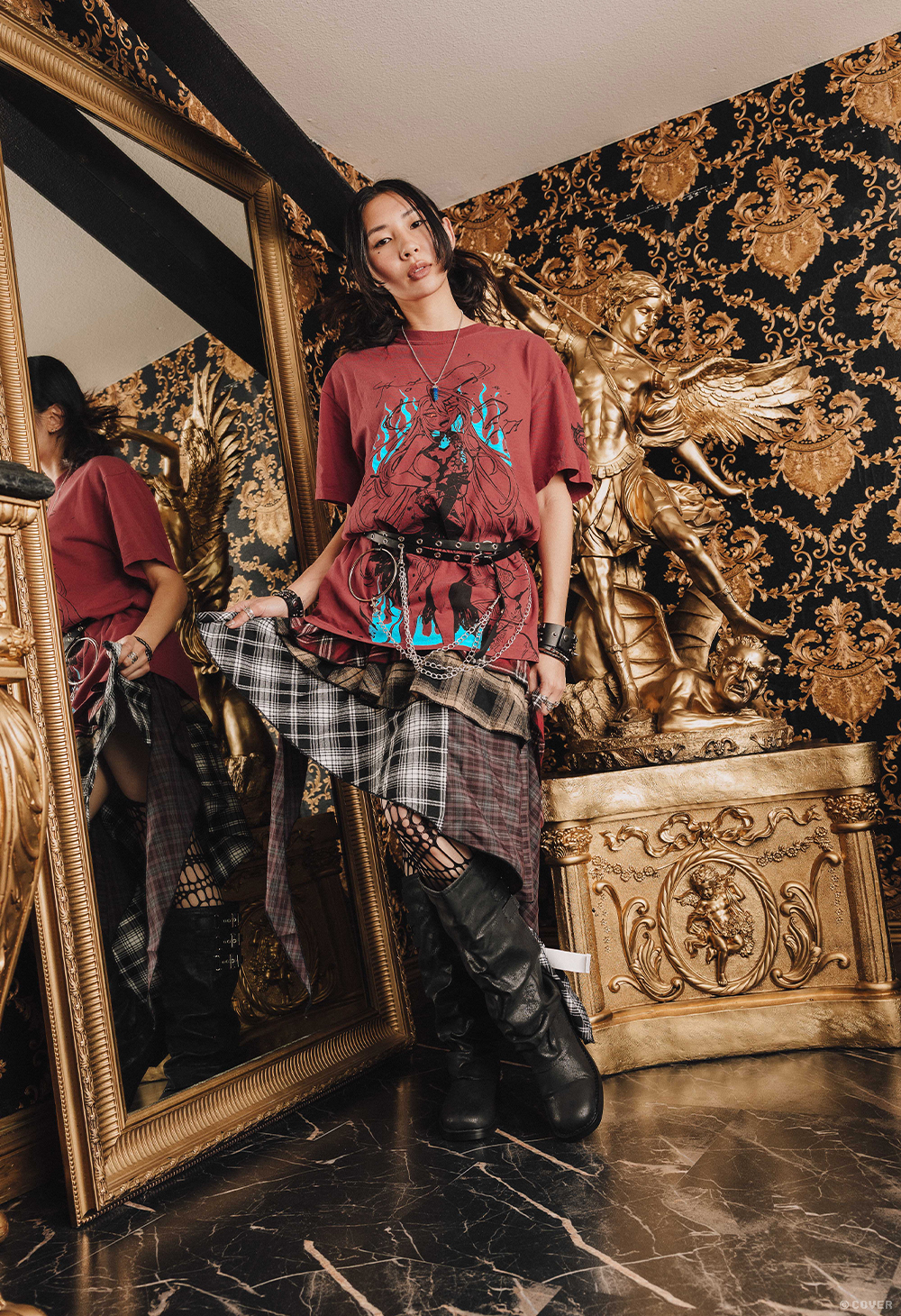 トップス Ameri VINTAGE SCARLET ART TEE SCARLET QUEEN T-Shirt – OMOCAT