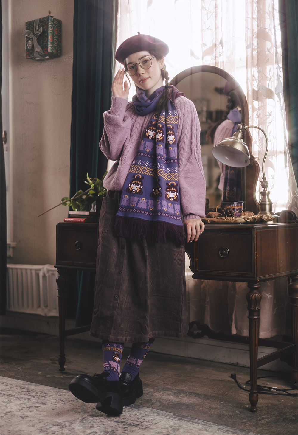 か*ご様 Osmanthus Motif Knitted Scarf Illusionist Infinity Scarf PDF Knitting Pattern — Two of Wands