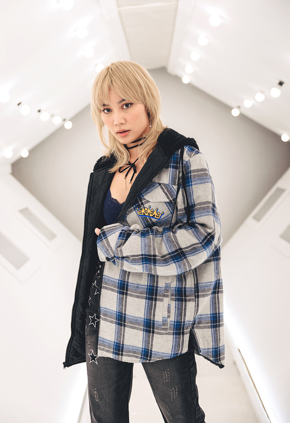 
                  
                    HOSHIMACHI SUISEI @ NYC Quilted Plaid Jacket
                  
                