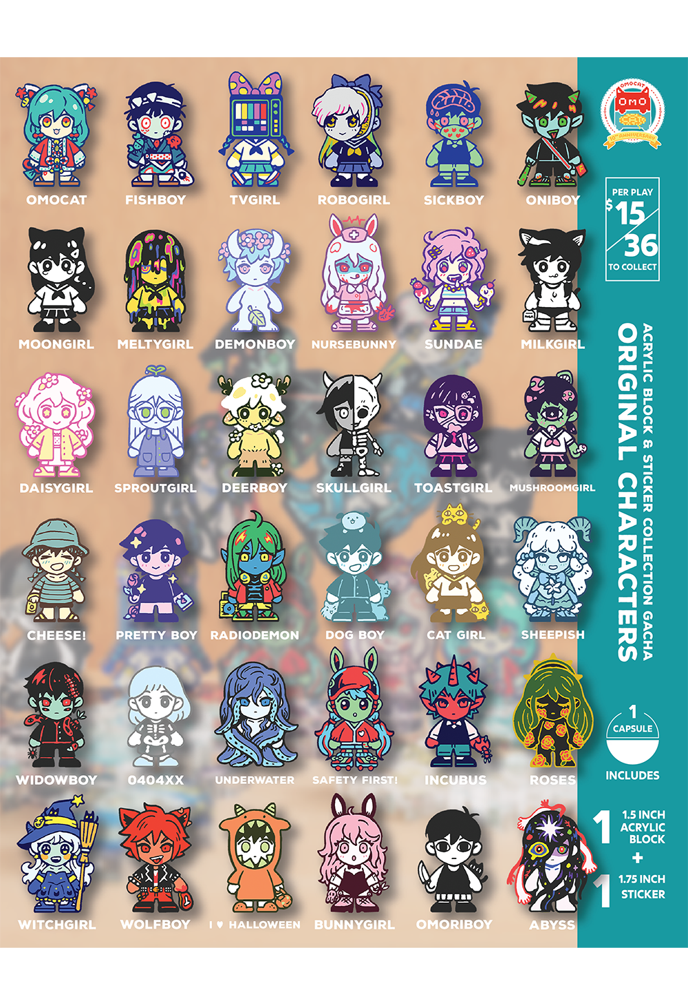 OMOCAT Original Characters Acrylic Blocks