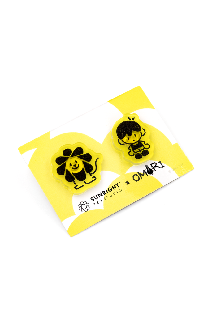 SUNRIGHT TEA x OMORI Frosted Pin Set – OMOCAT SUNRIGHT TEA x OMORI Frosted Pin Set – OMOCAT