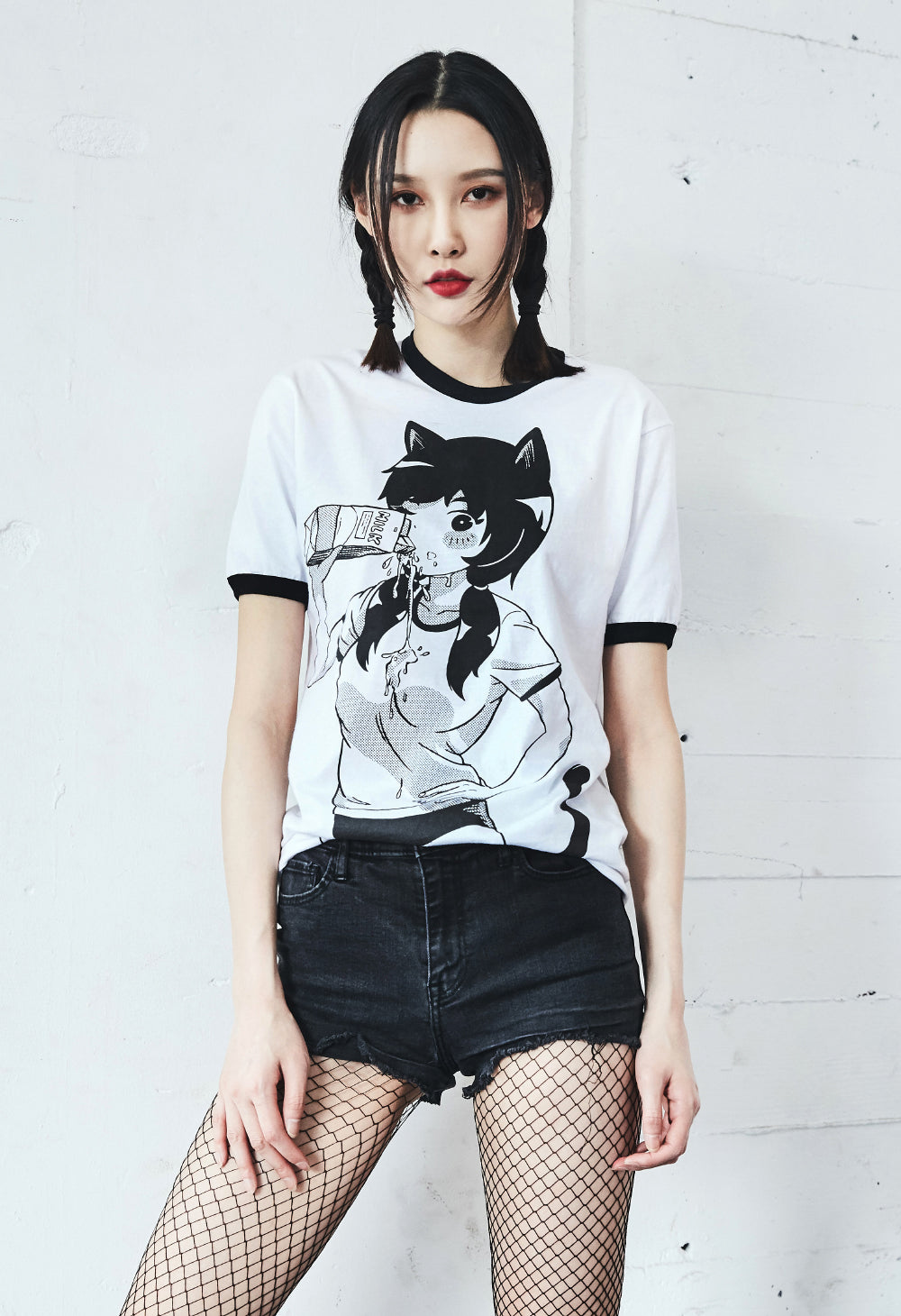 MILKGIRL White Ringer Shirt – OMOCAT